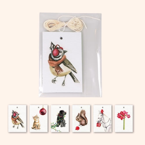 Geschenkanhänger mit Weihnachts-Motiven (6 Stück)